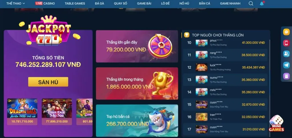 Đa dạng phòng chơi và mức cược